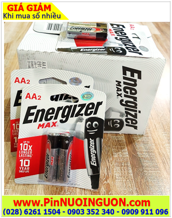 COMBO 1HỘP 20vỉ 2viên (=20viên) Pin Alkaline AA 1.5v Energizer E91-BP2 /Loại vỉ 2viên _Giá chỉ 599.000đ/HỘP 40viên